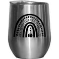 thumbnail image 1 of Grateful, Thankful, Blessed with Rainbow & Pumpkin Art, Thanksgiving Day Merch Gift, Stainless Steel 12oz Wine Tumbler, 1 of 5