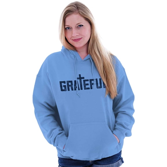 Grateful Thankful Christian Jesus Hoodie Sweatshirt Women Men Brisco Brands L