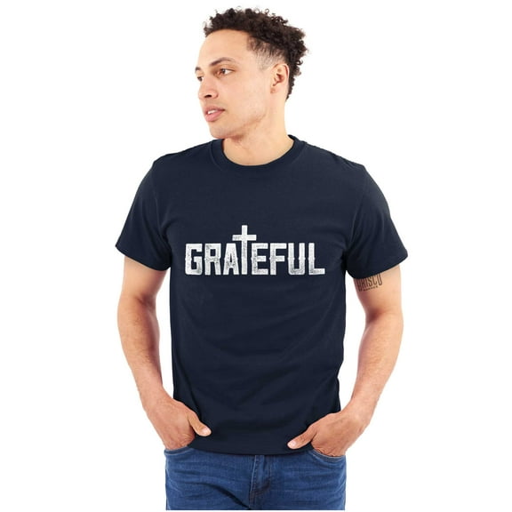 Grateful Thankful Christian Jesus Men's Graphic T Shirt Tees Brisco Brands S