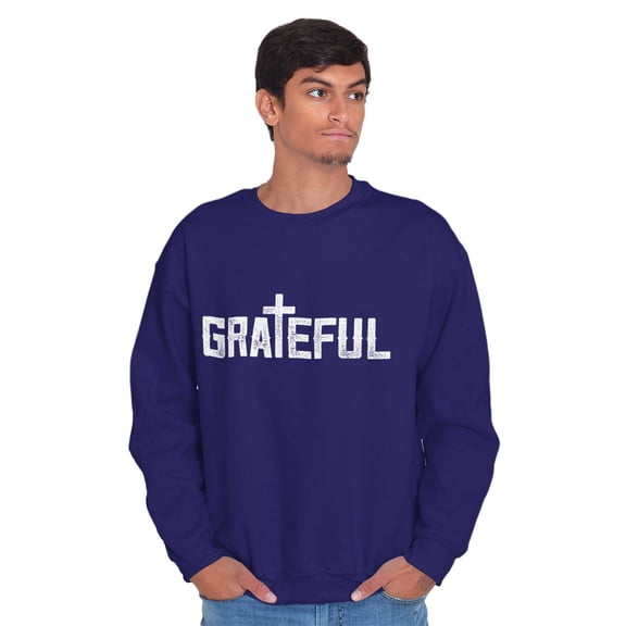 Grateful Thankful Christian Jesus Unisex Plus Fleece Graphic Sweatshirt Brisco Brands 2X