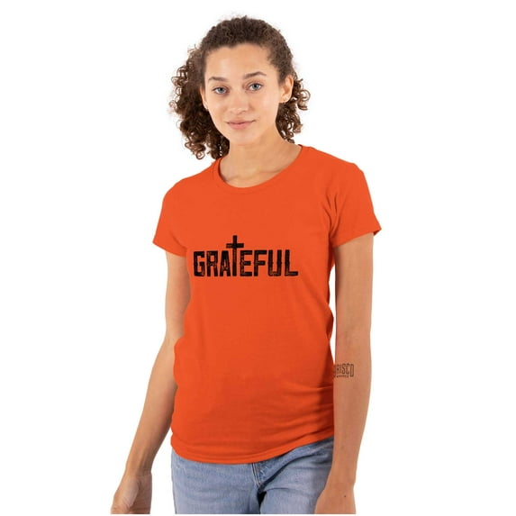Grateful Thankful Christian Jesus Womens Fitted Plus Size Graphic Tee Brisco Brands 3X