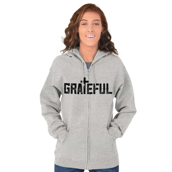 Grateful Thankful Christian Jesus Zip Up Hoodie Men's Women's Brisco Brands X