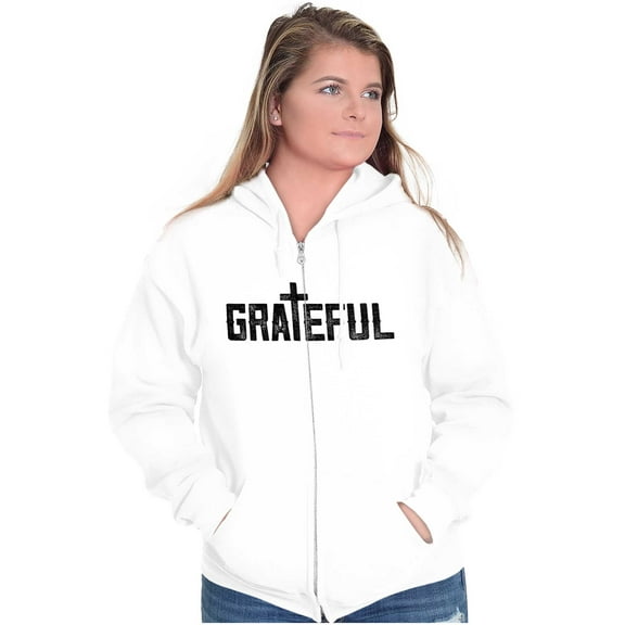 Grateful Thankful Christian Jesus Zip Up Hoodie Men's Women's Brisco Brands X