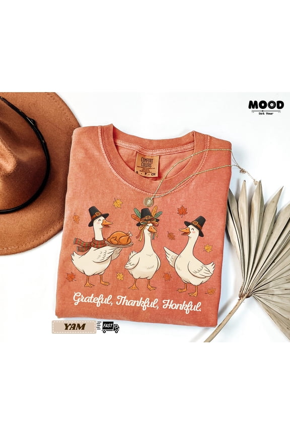 Grateful Thankful Honkful Goose Shirt, Funny Thanksgiving Tee, Fall Friendsgiving Shirt