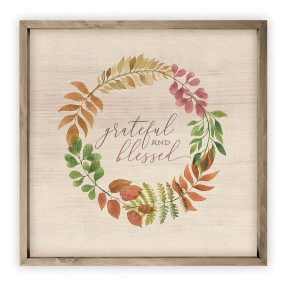 Grateful and Blessed Rustic Wall Sign 12x12 (Frame Included)