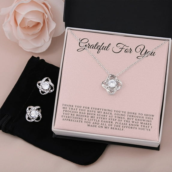 Grateful for you Necklace Gift for lover Love Knot Earring & Necklace Set Grateful For You Minimalist Summer Jewelry