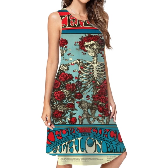 Gratefuldead Dress Loose Women'S Dress Beach Dresses With Pockets Dresses For Womens