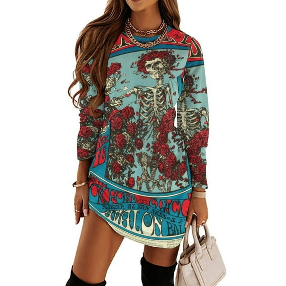 Gratefuldead Loose Dress Evening Dress Summer Dresses for Women Luxury Dress Long Sleeved Dress