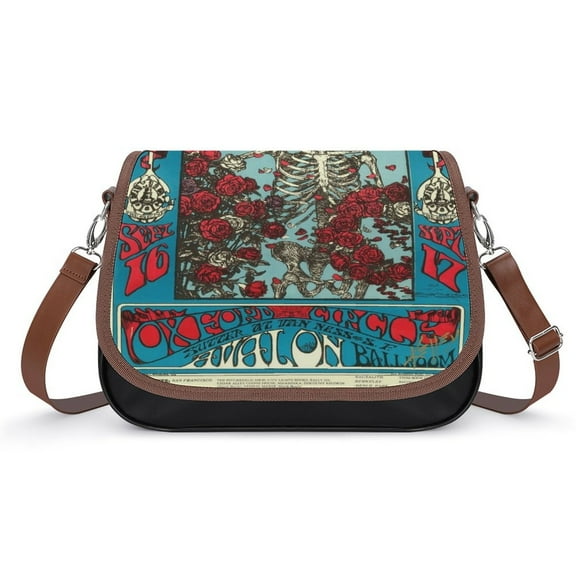 Gratefuldead Vintage Crossbody Bag for Women Medium Leather Hobo Bags Shoulder Bag Classic City Leather Satchels