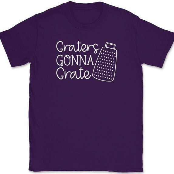 Graters Gonna Grate T-Shirt Funny Kitchen Humor Cooking Text Tee - Purple, 4XL