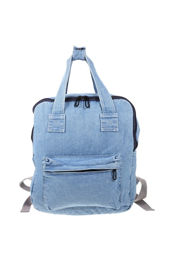 30x11x36cm High Capacity Backpack Fashion Shoulder Bag Denim Storage Bag for Man Woman Students (Light Blue)