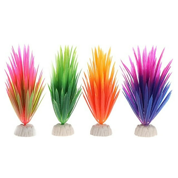 Gratier 4 Pcs Artificial Simulation Plants Fish Tank Narcissus Plastic Plant Decoration (Mixed Color)