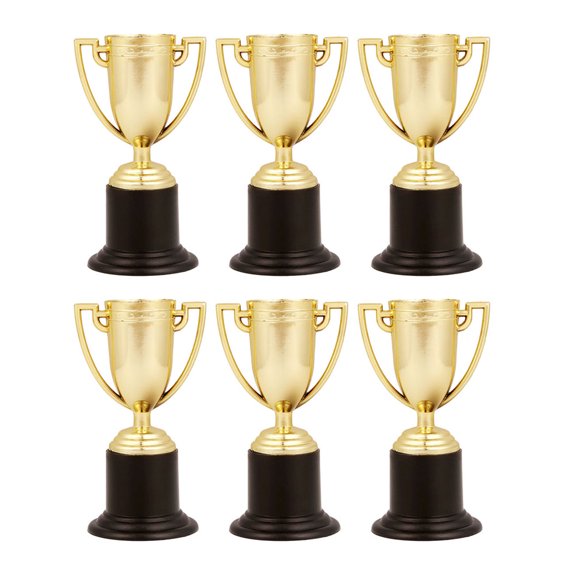 Gratier 6pcs 10cm Plastic Golden Trophy Student Sports Award Trophy Reward for Competitions (Golden)