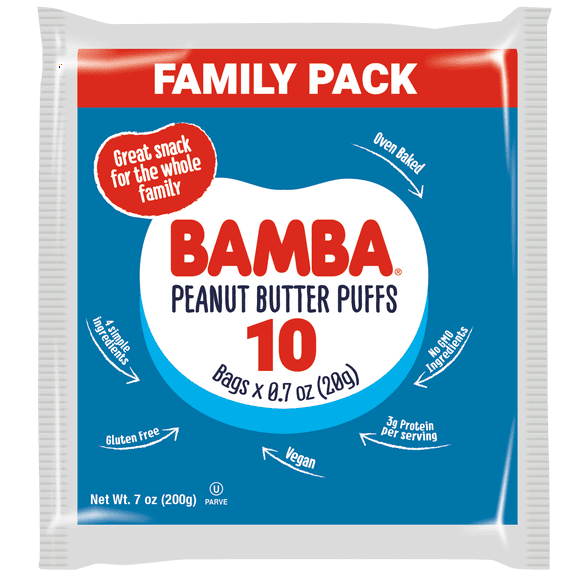 Bamba Peanut Butter Puffs Family Pack, 0.7 oz, 10 count