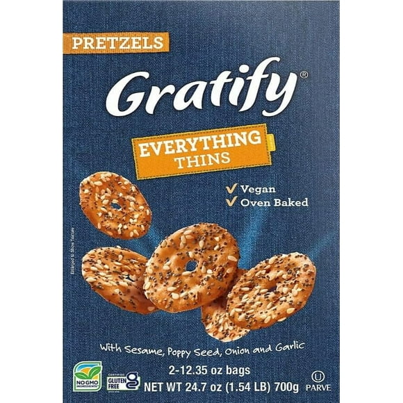 Gratify Gluten Free Everything DPF11Thin Pretzels, 24 Oz (Pack of 2)