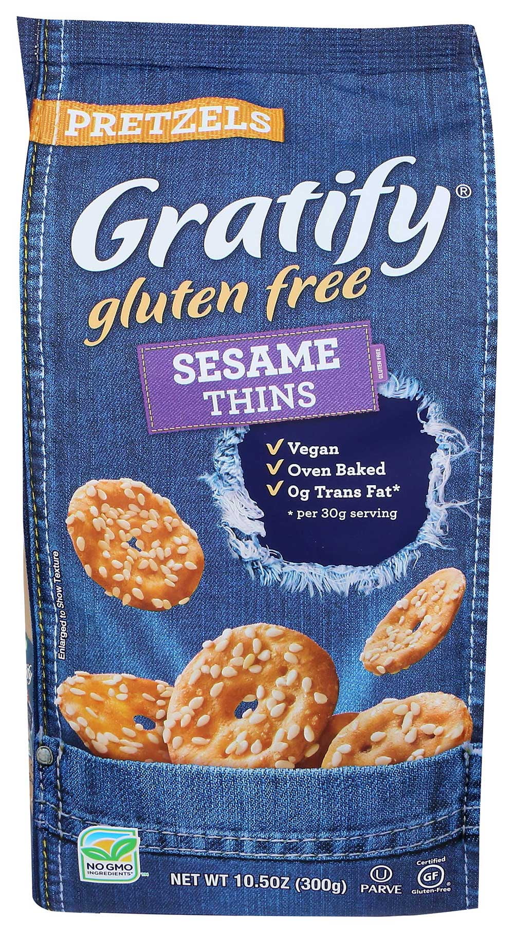 Gratify Gluten Free Sesame Seed Pretzel Thins, 10.5 Ounce -- 6 Per Case ...