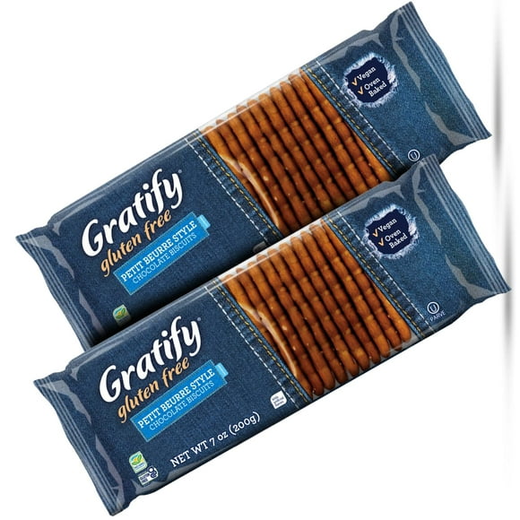 Gratify Petit Beurre Chocolate ZS23 Biscuits 2 Pack - Gluten Free, Oven Baked Deliciousness, Vegan, Health Snack with Great Flavor