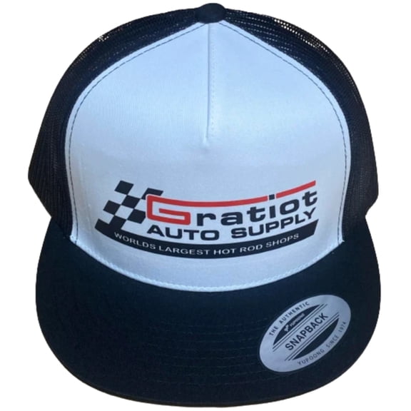 Gratiot Auto Supply Flat Brim Snap Back Truckers Hat Mesh Back Hot Rods Drag Racing