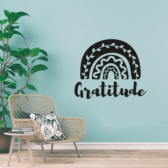 Gratitude - Aztec Patterned Beautiful Rainbow And Clouds Design Vinyl Wall Art Wall Sticker Wall Decal Home Kids Room Study Room Boys Girls Room Wall Décoration Design Décor Size (8x10 inch)