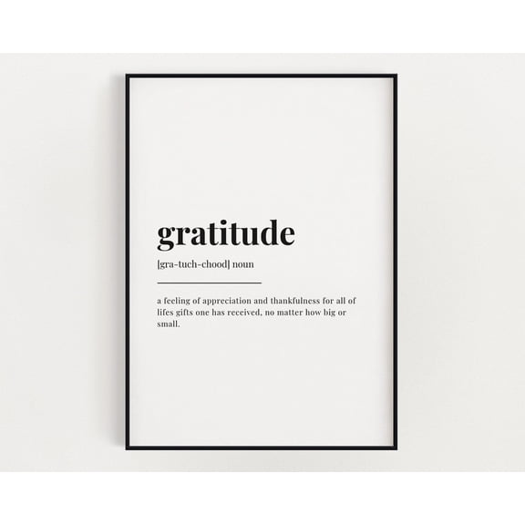 Gratitude Definition Print, Wall Art Print, Gratitude Print, Definition Print, Quote Print Home Decor #2865, Unframed Poster Size 8x12