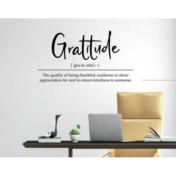 Gratitude Definition Vinyl Art Wall Words Decal Sticker Lettering Grateful Quote 23x12-Inch Black