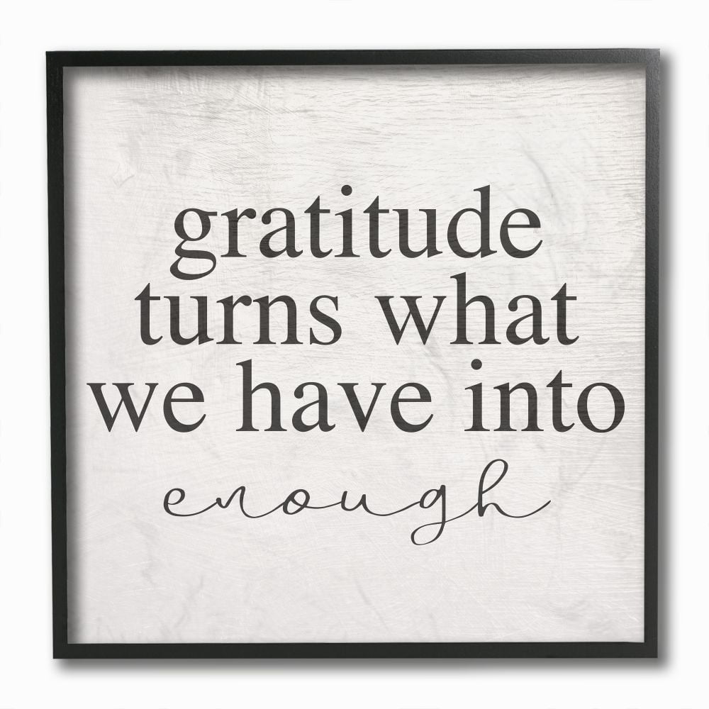 Gratitude Into Enough Inspirational Family Home Word Design Framed Giclee Texturized Art by Daphne Polselli