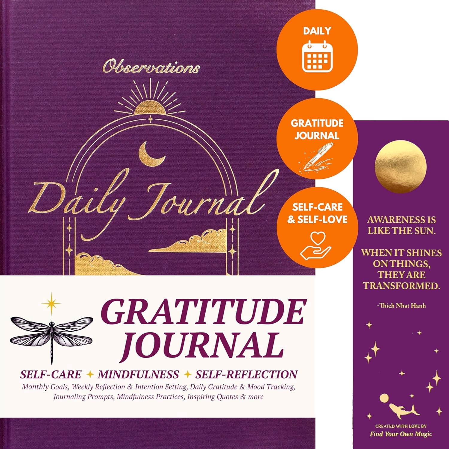 Gratitude Journal for Women & Men - Daily Mental Health Journal for Self Love, Mindfulness, Manifestation Self Care & Spiritual Birthday Gift for Women | Guided Diary with Prompts (Royal Purple & Go