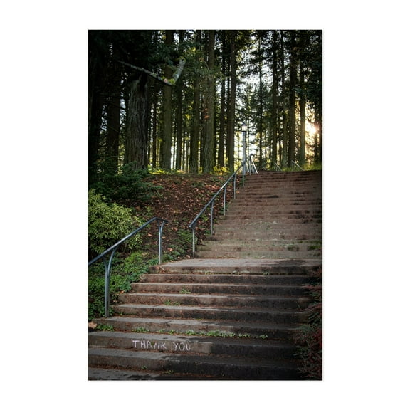 Gratitude Steps - Portland Oregon Photography Forest Nature Quote Woodland Autumn Scenic Unframed Wall Art Print 4 x 6 inches