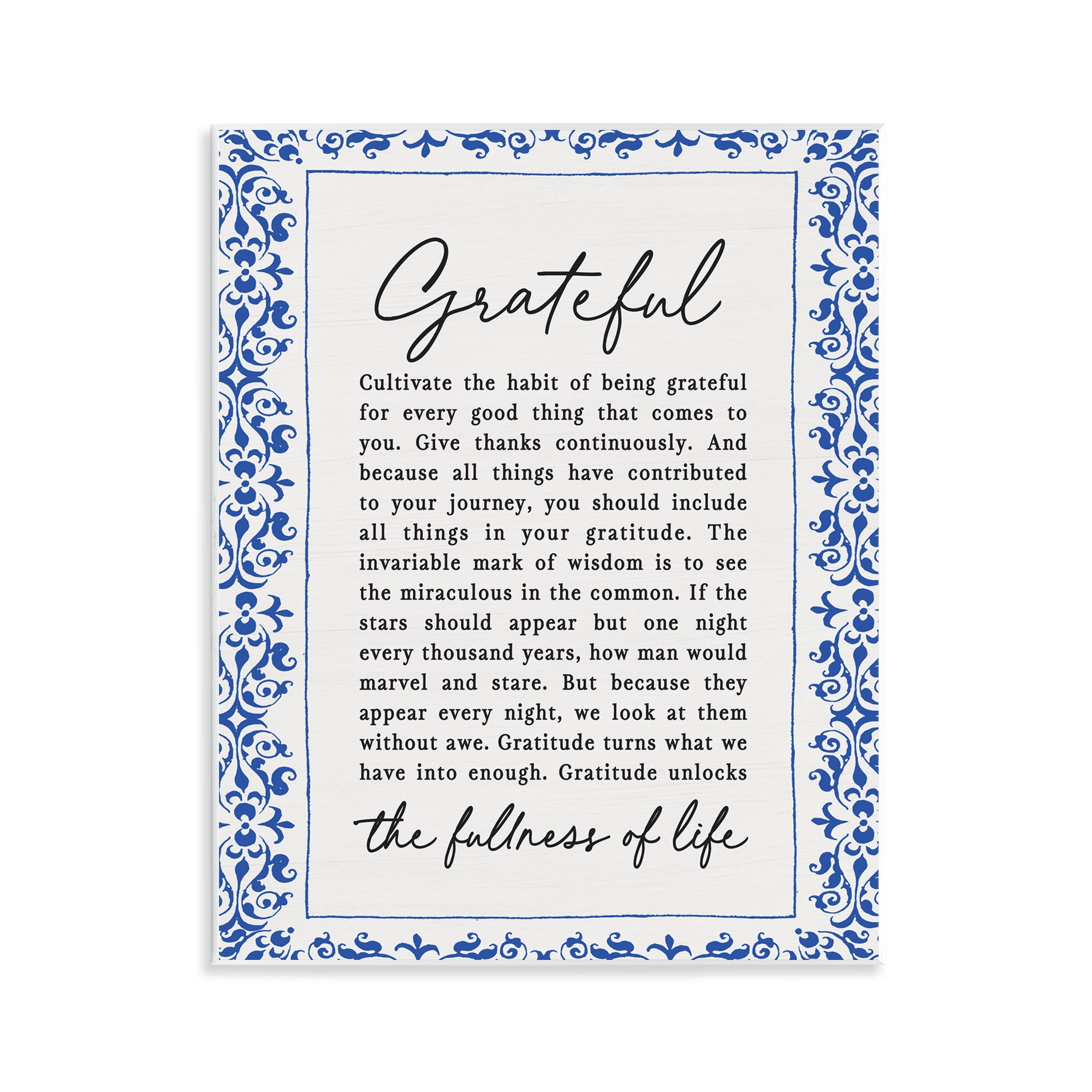 Gratitude Unlocks Fullness Of Life Wall Plaque Art, design by Lettered and Lined