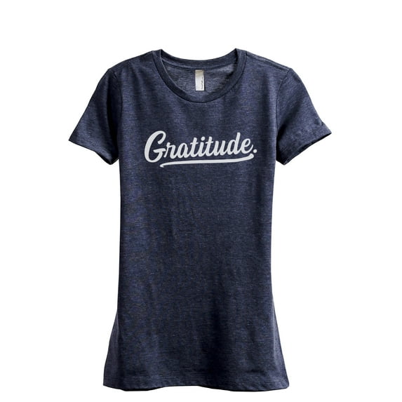 Gratitude Women's Fashion Relaxed T-Shirt Tee Heather Navy Medium