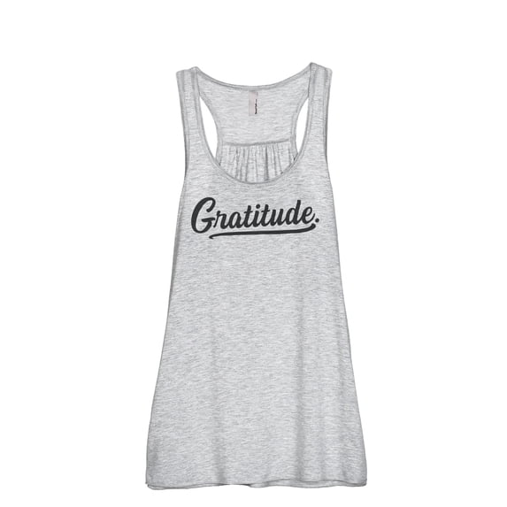 Gratitude Women's Fashion Sleeveless Flowy Racerback Workout Yoga Tank Top Sport Grey 2X-Large