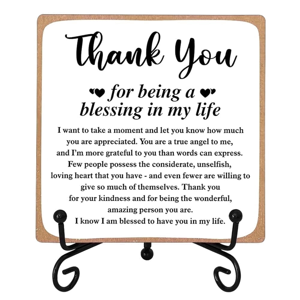 Gratitude Wooden Plaque, Heartfelt Thank You Gift for Women, Men, Friends, and Mom, Desk Decor for Family, Coworkers, Teachers, and Loved Ones