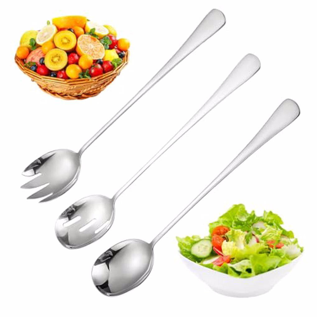 Gratying 3pack/lot Classic Stainless Steel Salad Server Set For