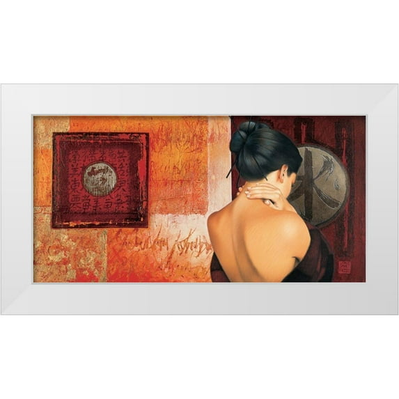 Graux, David 32x18 White Modern Wood Framed Museum Art Print Titled - Soupir effleure