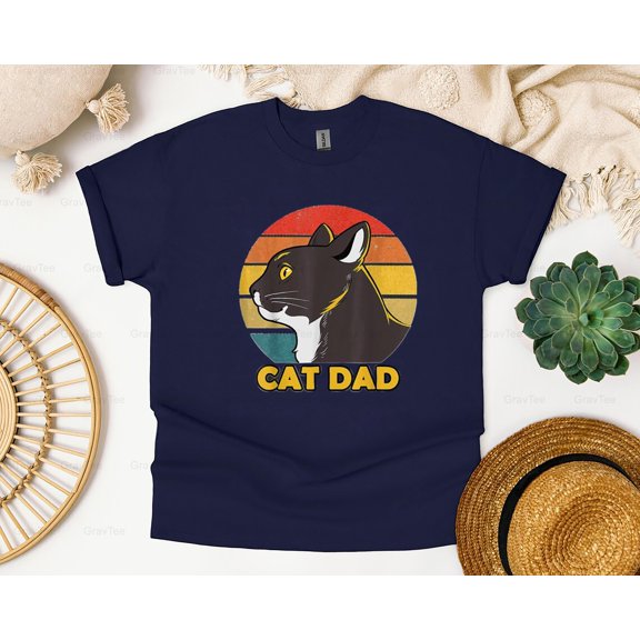 GravTee11 Best Cat Dad Ever Funny Retro Style. Father's Day Gift Idea T-Shirt, SW, Hoodie, for Unisex, up to size 5XL.
