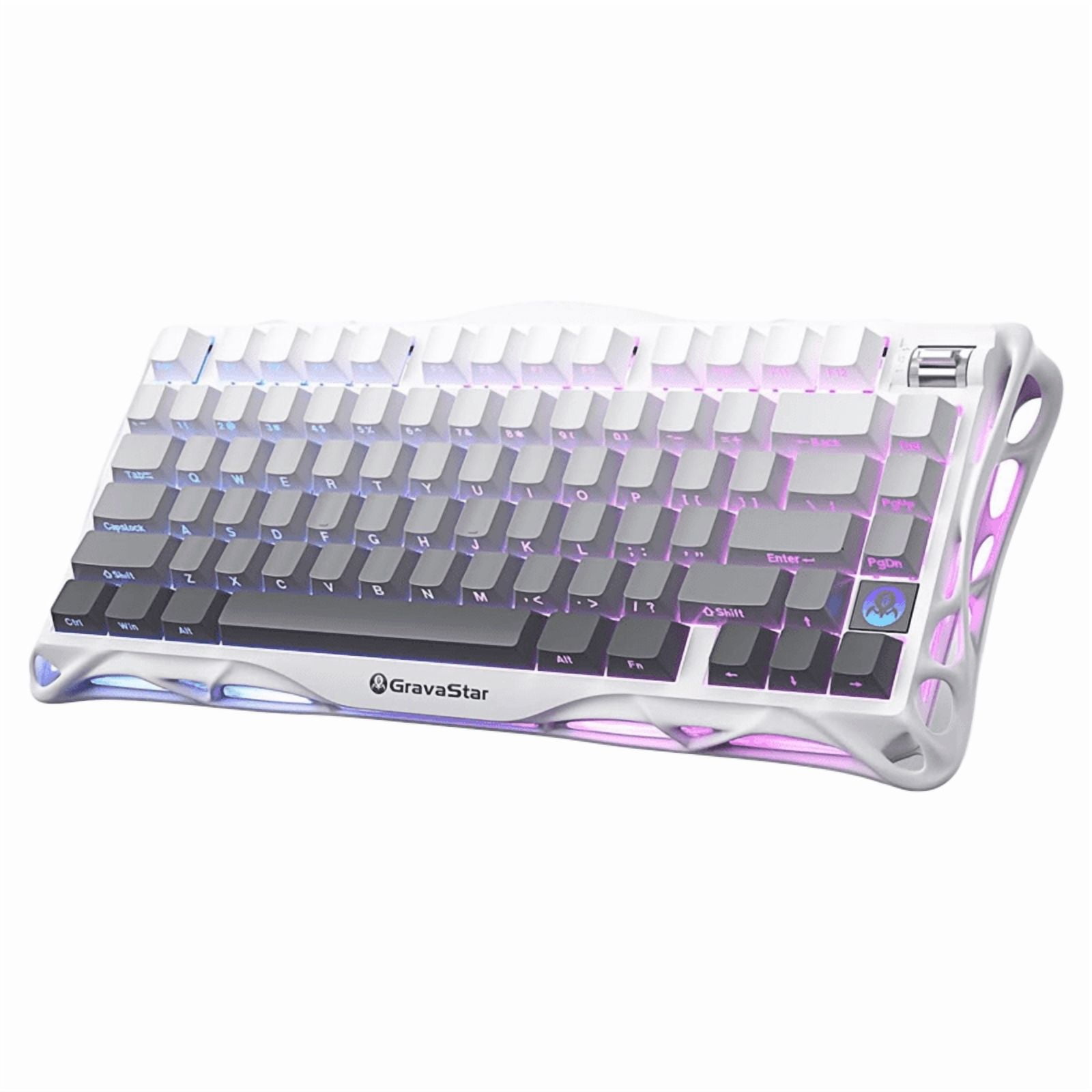 GravaStar Mercury K1 75% Wireless Gaming Keyboard - Aluminum, Gasket, Hot-Swap Linear Switches, RGB-Gradient White
