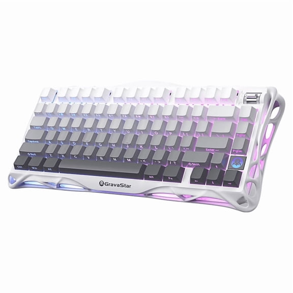 GravaStar Mercury K1 75% Wireless Gaming Keyboard - Aluminum, Gasket, Hot-Swap Linear Switches, RGB-Gradient White