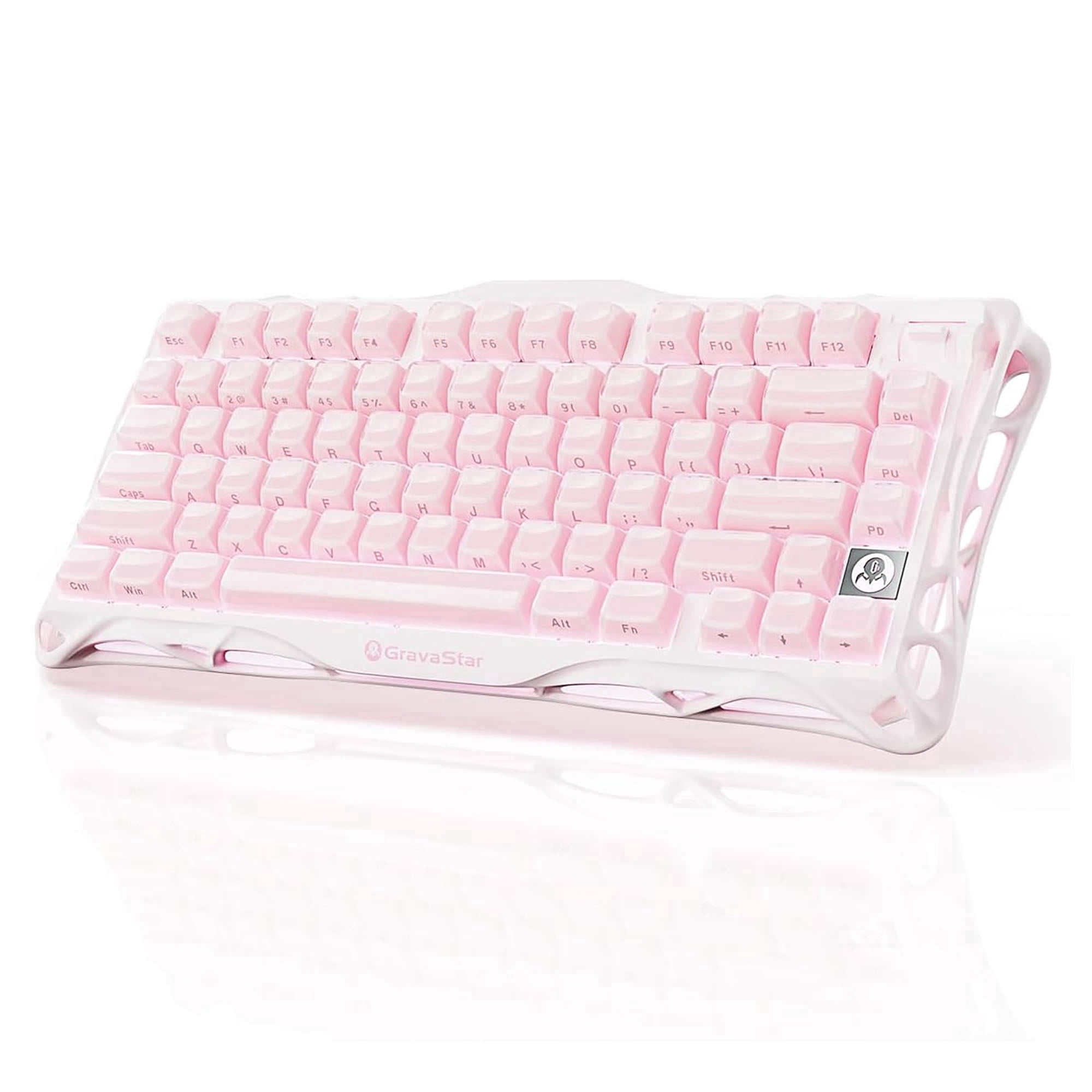 GravaStar Mercury K1 75% Wireless Mechanical Keyboard, Gasket Mount, 8000mAh Battery, Kailh Cherry Pink Linear Switches, RGB Lighting - Sakura Pink