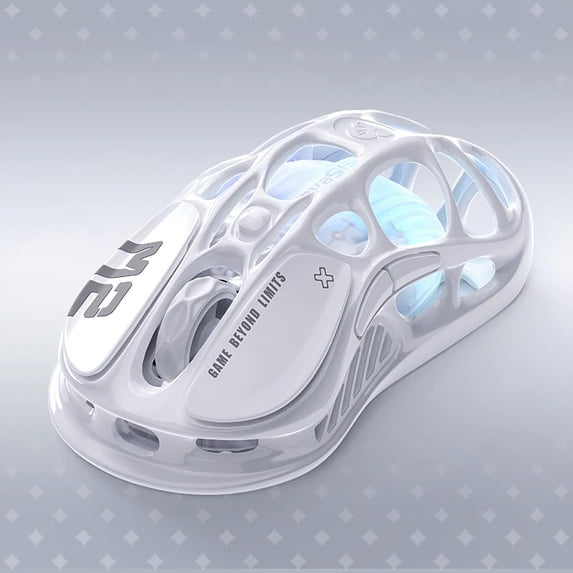 GravaStar Mercury M2 Wireless Gaming Mouse - PAW3395 26K DPI, 79g Lightweight Hollowed-Out Design, Tri-Mode, RGB - Opaline White