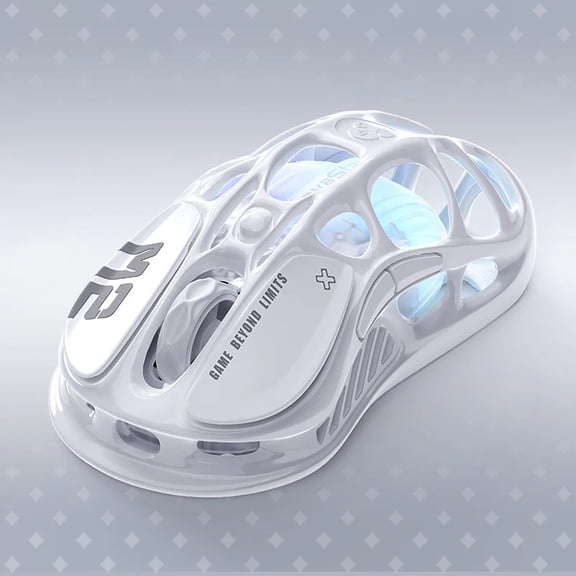 GravaStar Mercury M2 Wireless Gaming Mouse - PAW3395 26K DPI, 79g Lightweight Hollowed-Out Design, Tri-Mode, RGB - Opaline White