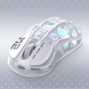 GravaStar Mercury M2 Wireless Gaming Mouse - PAW3395 26K DPI, 79g Lightweight Hollowed-Out Design, Tri-Mode, RGB - Opaline White