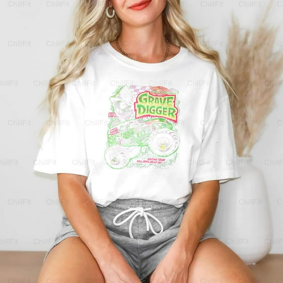 Grave Digger Monster Truck Racing Team Jam Show Graphic Fan Comfort Color T-Shirt Unisex, up to 4XL