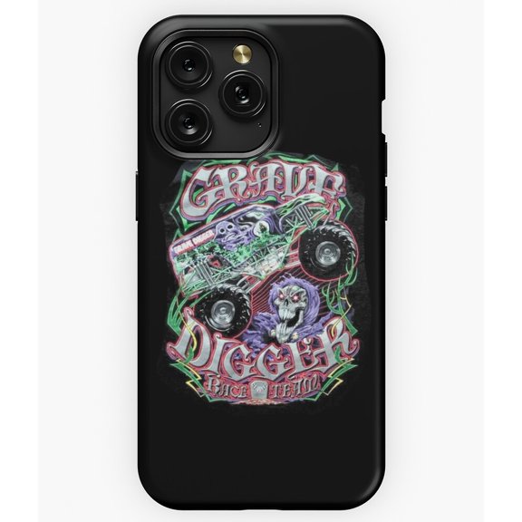 Grave Digger Race Team Retro Vintage Monster Jam A7476 Phone Case for iPhone 11 to 17 Pro Max