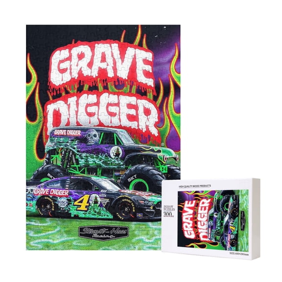 Grave Digger Trucks 300 Piece Jigsaw Puzzle Picture Puzzle Glossy Sturdy Pieces Puzzle Adults Game Gifts