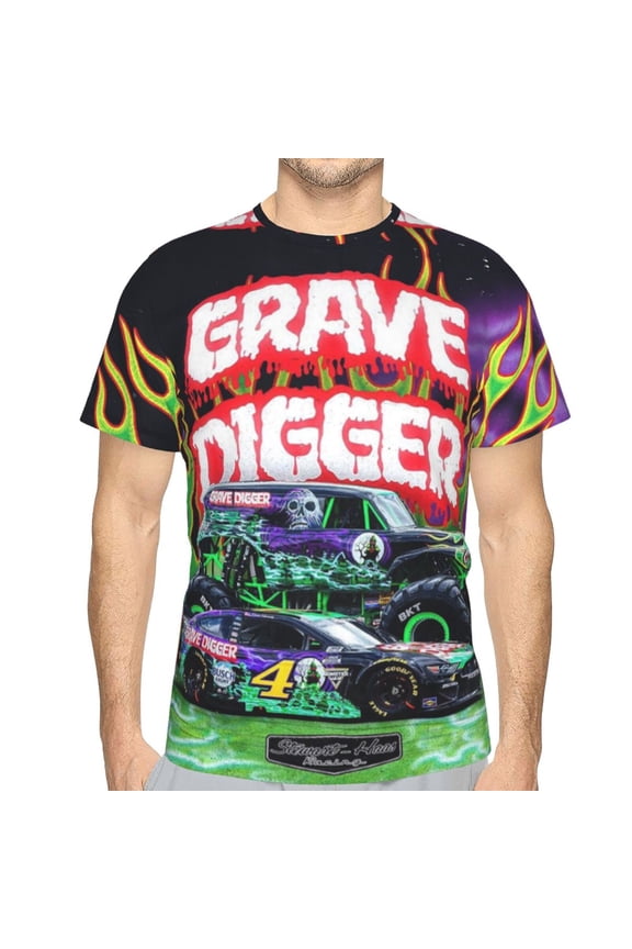 Grave Digger Trucks Casual Men's T-Shirts Classic Crew T-Shirt Tops Slim Fit Short Shirts Sleeves Tees