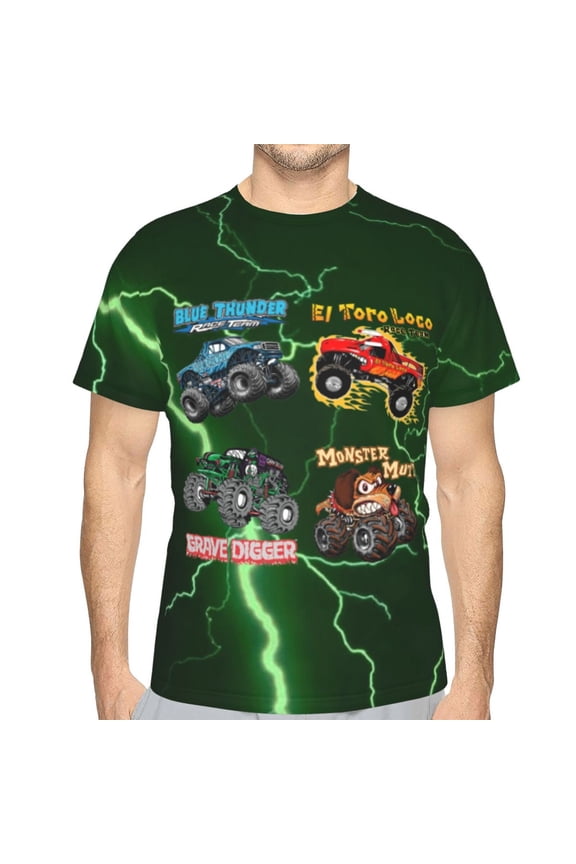 Grave Digger Trucks Men's T-Shirt Slim Fit Short Sleeve Shirts Casual Graphic Tees Tops