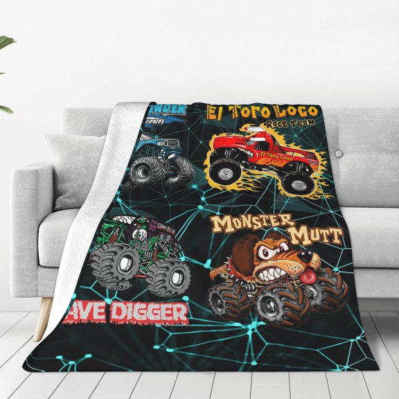 Grave Digger Trucks Soft Micro Fleece Cozy Throw Blanket Lightweight Fuzzy Flannel Blankets Sofa Decor Gifts