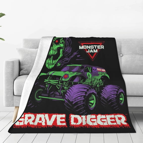 Grave Digger Trucks Soft Micro Fleece Cozy Throw Blanket Lightweight Fuzzy Flannel Blankets Sofa Decor Gifts