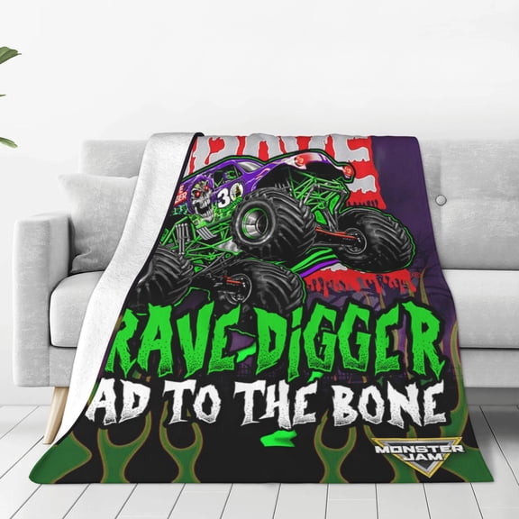 Grave Digger Trucks Soft Micro Fleece Cozy Throw Blanket Lightweight Fuzzy Flannel Blankets Sofa Decor Gifts