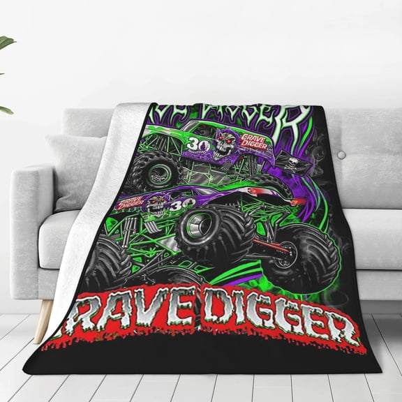 Grave Digger Trucks Soft Micro Fleece Cozy Throw Blanket Lightweight Fuzzy Flannel Blankets Sofa Decor Gifts
